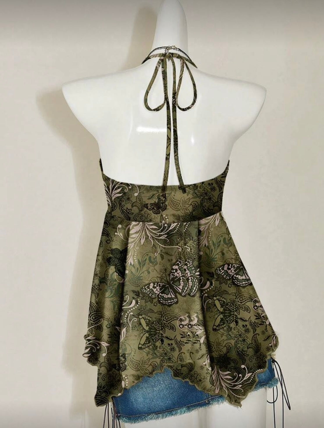 Vintage Paisley Butterfly Backless Tie Cami Top